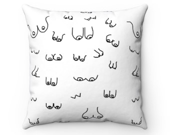 Cojín con forma de pecho / Cojín de arte feminista en blanco y negro