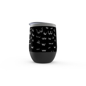 Black And White Boon Stemless Wine Tumbler | Boob Wine Tumbler | Boob Barware | Lactation Gift | Breast Cancer Gift