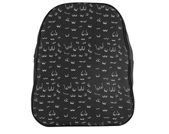 Black and White boob backpack | boob print bag | boob gift | girlfriend gift | graduation gift | breast cancer gift | lactation bag