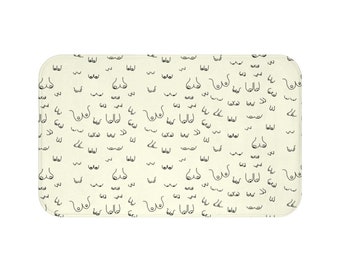 Alfombra de baño de tetas blanquecina / alfombra de baño de tetas de marfil / alfombra de baño de tetas / decoración de bañera de tetas / decoración de baño feminista /