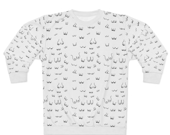 Sudadera con estampado de pechos / Cuello redondo feminista, regalo para la lucha contra el cáncer de mama