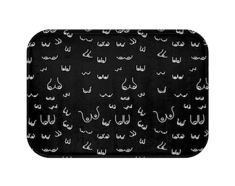 Alfombra de baño de tetas en blanco y negro / alfombra de baño de tetas / alfombra de baño de tetas / decoración de bañera de tetas / decoración de baño feminista /