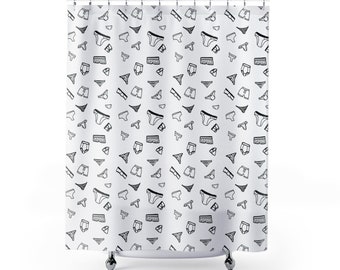 Cortina de ducha con estampado divertido de ropa interior / Decoración minimalista para el baño