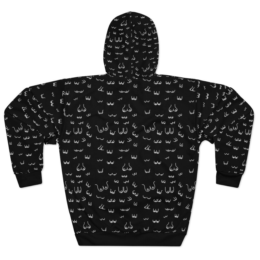 Black Boob Print Hoodie Boob Sweatshirt Boobs Sweater Feminist