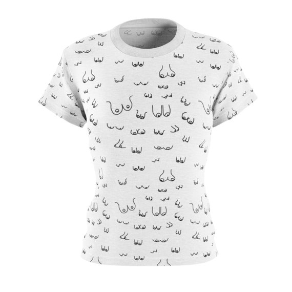 Boob Print Fitted T-shirt Women's Boob Shirt Breast Print Shirt