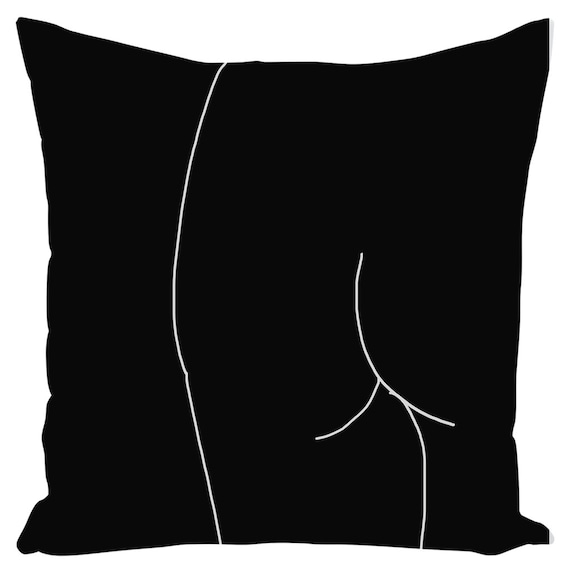 Black Nude Line Art Butt Outdoor Pillows Butt Cushion Line Art Butt Booty  Pillow Butt Cushion Booty Pillow 