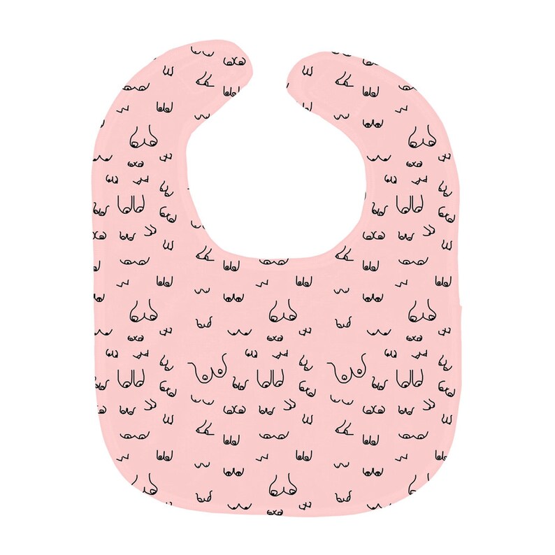 Cute Baby Bib New Baby Gift Funny Baby Gift Funny Baby Bib New Mom Gift Black And Pink Boob Print Baby Bib Booby Print Bib