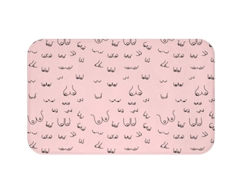 Alfombra de baño de tetas rosas / alfombra de baño de tetas / alfombra de baño de tetas / decoración de bañera de tetas / decoración de baño feminista / girl power