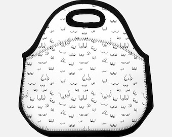 Boob lunch bag / boobs lunch box / boobie insulated tote / boob art gift / booby feminist lunchbag / new job present / breastfeeding bag