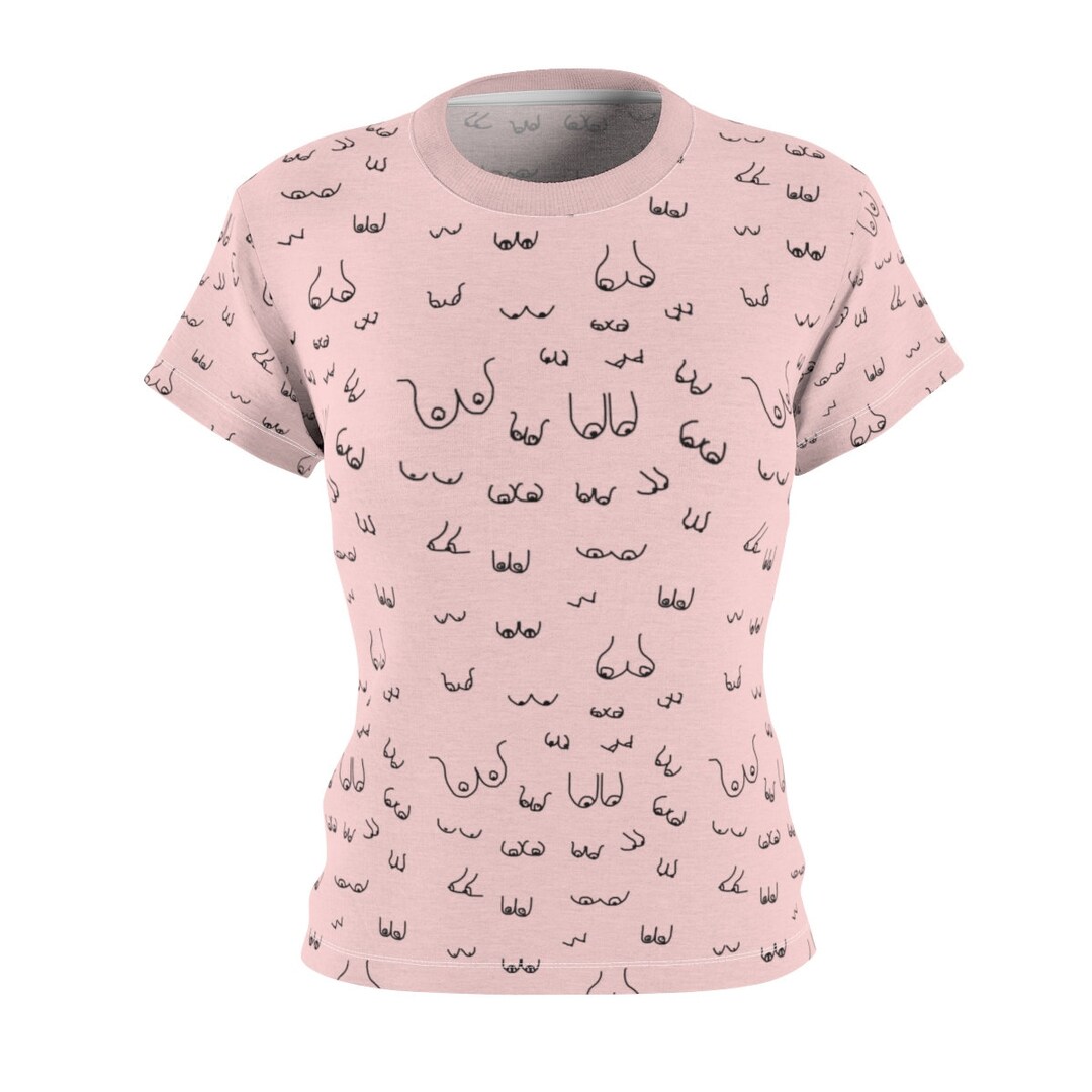 Pink and Black Boobie Shirt Boobs Tshirt in Pastel Breast