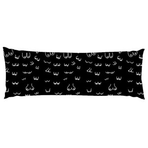 Black And White Boob Body Pillows | Boob Print Pillow | Booby Bedding | Funny Body Pillow | Large Throw Pillow