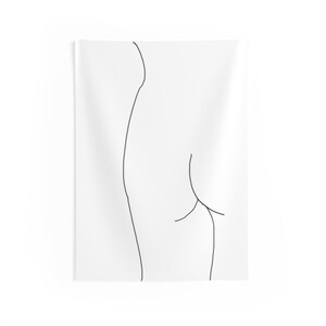 White and Black line art print tapestry | funny wall tapestry | butt housewarming gift | butts decor | booty print decor | booty tapestry