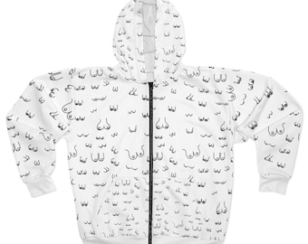 Sudadera con capucha boobie / sudadera unisex con cremallera / idea de regalo obstetra / ginecólogo / sudadera con capucha de enfermería / chaqueta de lactancia / sudadera de tetas / feminista