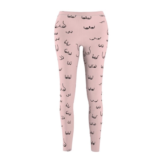 Pink Boob Print Leggings Boob Yoga Pants Funny Workout Clothes