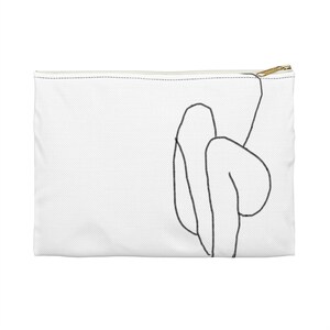 Line art accessory pouch | legs crossed accessory pouch | cute makeup bag | artistic travel bag | minimalist cosmetic bag