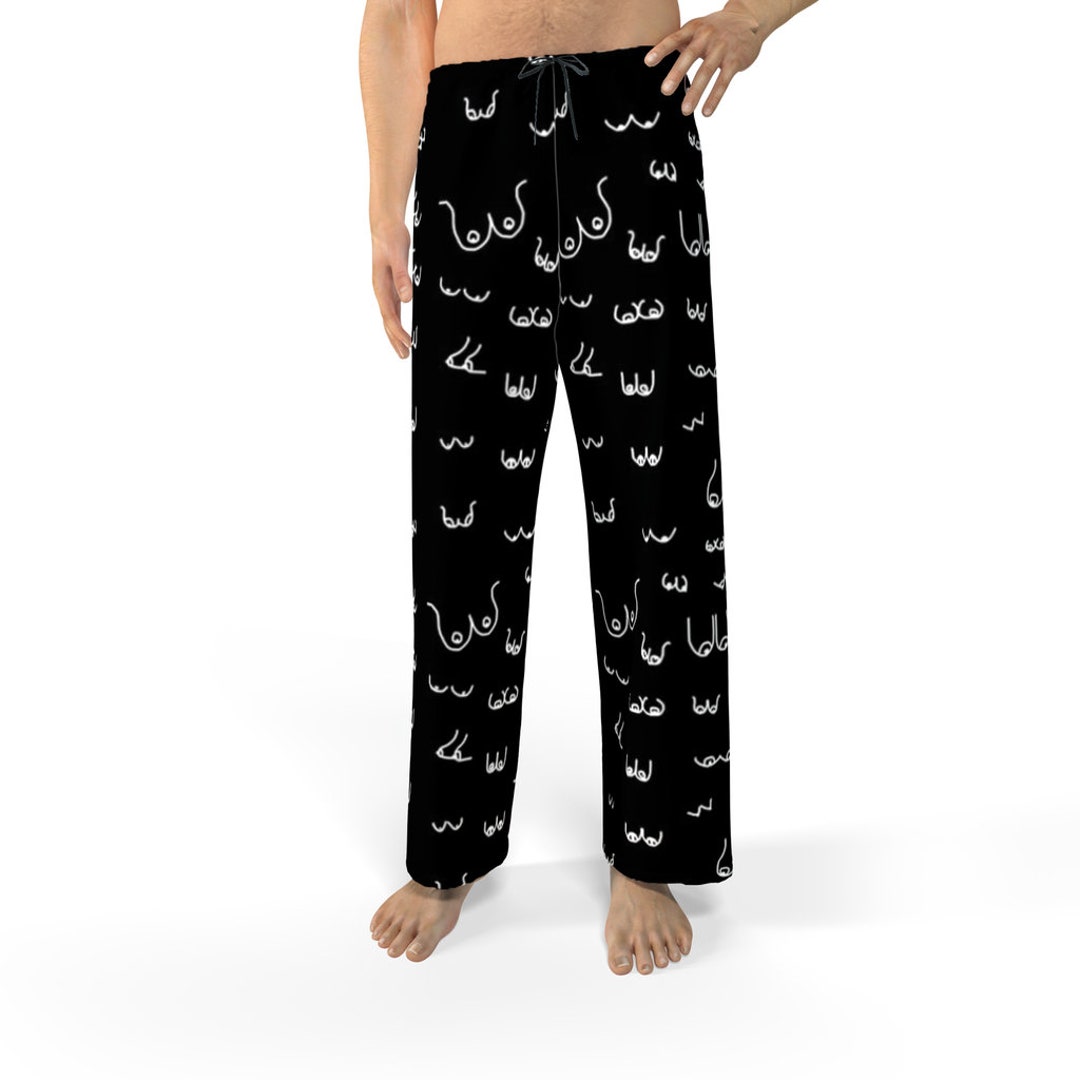 Boobie Pajamas Black Boob Pants Boobie Pjs Boobs Pj Pants Breast Cancer ...