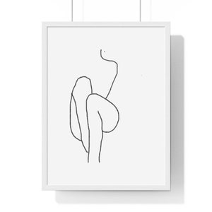 White Line art legs crossed art print poster | silhouette wall art | feminist gift | girlfriend gift | wall art | funny framed art