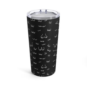 Black and white boob print tumbler | best friend gift | vacuum-insulated tumbler | boob gift | lactation gift | breast cancer gift