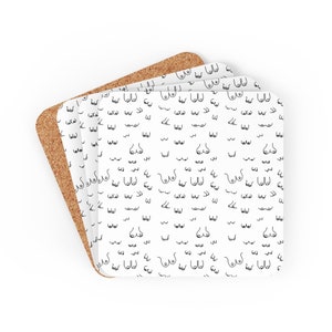Black And White Boobie Print Coasters | Boobies Coasters | Boob Barware | Breast cancer Gift | Boobie Housewarming Gift |