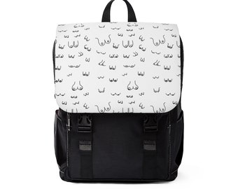 Mochila unisex con estampado de pechos, arte desnudo dibujado a mano