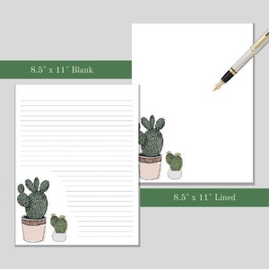 Papelaria para impressão | 8,5x11 | Forrado | Sem forro | Papel para escrever cartas digitais | Envelope | Download instantâneo | Planta suculenta de cacto