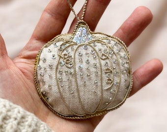 Natürliche Kürbis Handgefertigte Tischdekoration in Irischem Leinen Herbst Halloween Thanksgiving Ornament Herbst