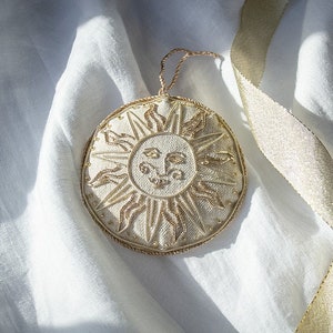 Sunbeam Sun Astrology Christmas Tree Decoration in Irish Linen Handmade Ornament