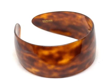Wardani, 2” Puffy French tortoiseshell headband ,(5 cm) handmade in FRANCE, Extra Wide