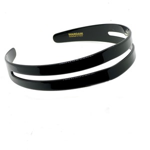 Wardani, French tortoiseshell headband, handmade in France (3.2 cm), 1.25” wide double straps