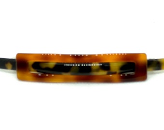 Wardani , rectangle buckle shape tortoiseshell, long barrette handmade in France 11.5 x 2 cm