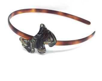 Wardani, scotty tortoiseshell headband, handmade in France Acetate ( Schnauzer)