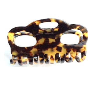Wardani, French tortoise claw clip jaw large French tortoiseshell eyelets made from acetate cellulose  handmade in France 9 cm long