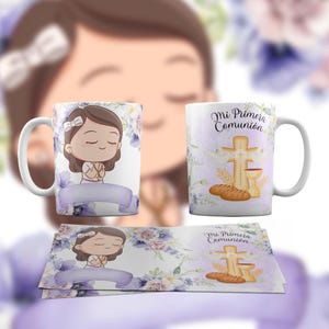 Plantillas para tazas de Primera Comunion para niño y para niña