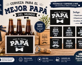 Etichette per birra per la Festa del Papà / Adesivi stampabili per bottiglie / Download digitale