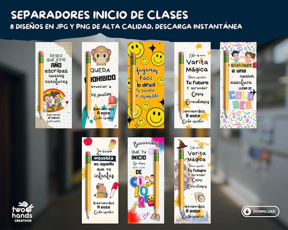 Separador Porta Lápiz Escolar | Pack de 8 Diseños en PNG y JPG