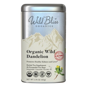 Organic Wild Raw Dandelion Root Tea - Caffeine Free Herbal Tisane - Plastic Free Tea Bags