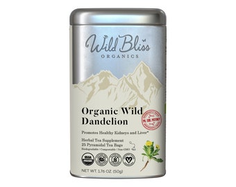 Organic Wild Raw Dandelion Root Tea - Caffeine Free Herbal Tisane - Plastic Free Tea Bags