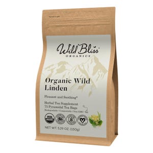 Organic Linden Flower Tea - Caffeine Free Calming Herbal Support Bag - 75 Tea Bags