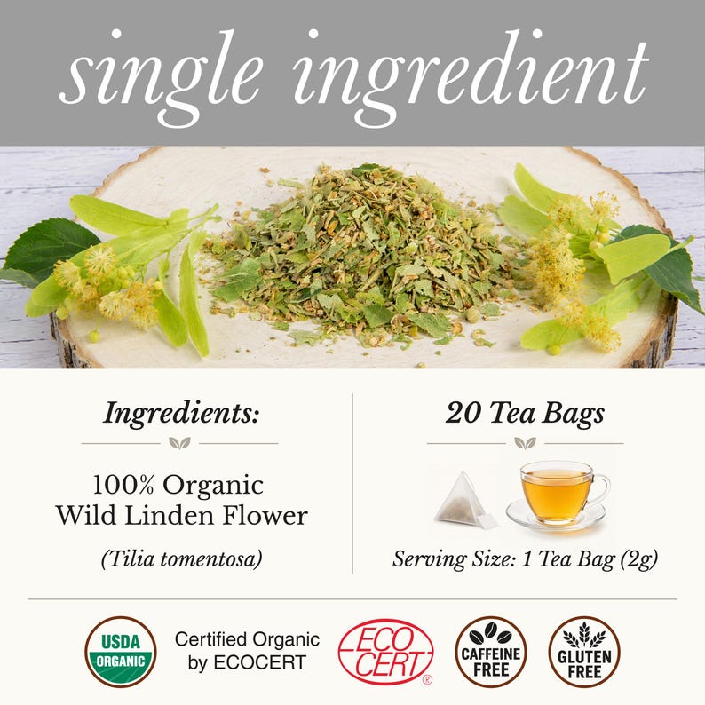 Organic Linden Flower Tea - Caffeine Free Calming Herbal Support afbeelding 9