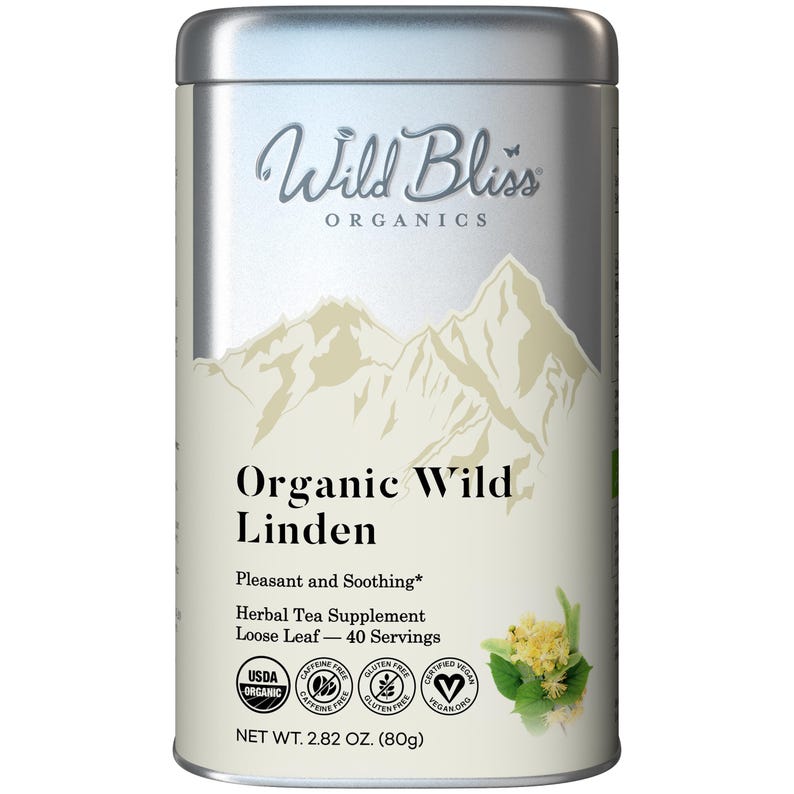 Organic Linden Flower Tea - Caffeine Free Calming Herbal Support Loose - 40 Servings