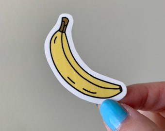 Yellow Banana Sticker: Glossy Vinyl Waterproof Decal