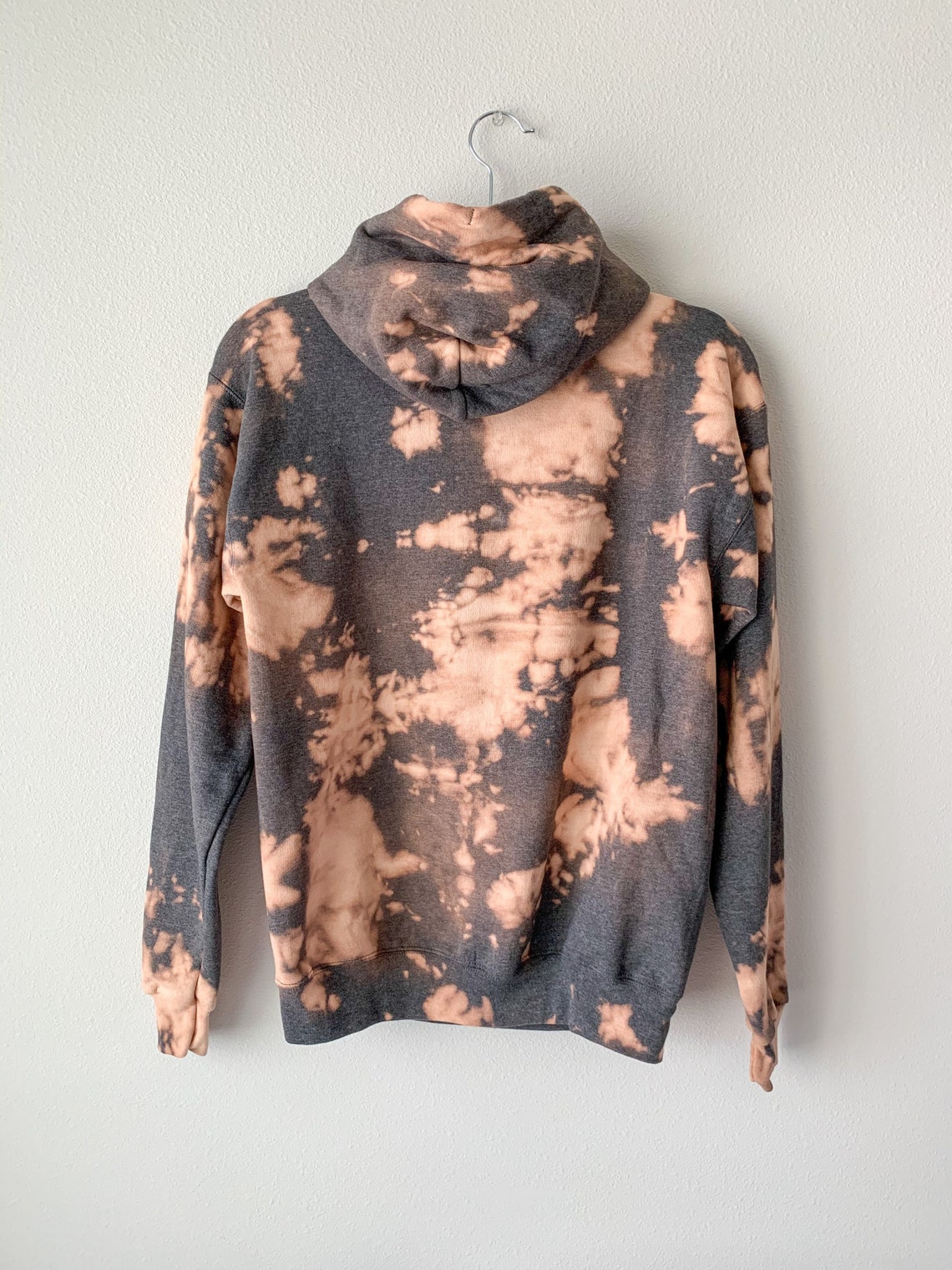 Reverse Bleach Tie Dye Heather Grey Hoodie with Kangaroo Etsy