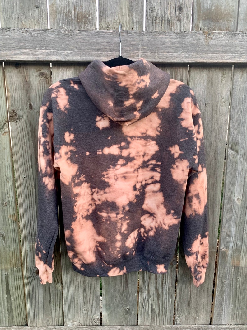Reverse Bleach Tie Dye Heather Grey Hoodie with Kanga Pocket Etsy