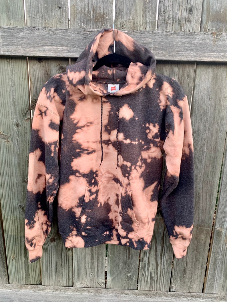 Reverse Bleach Tie Dye Heather Grey Hoodie with Kanga Pocket Etsy