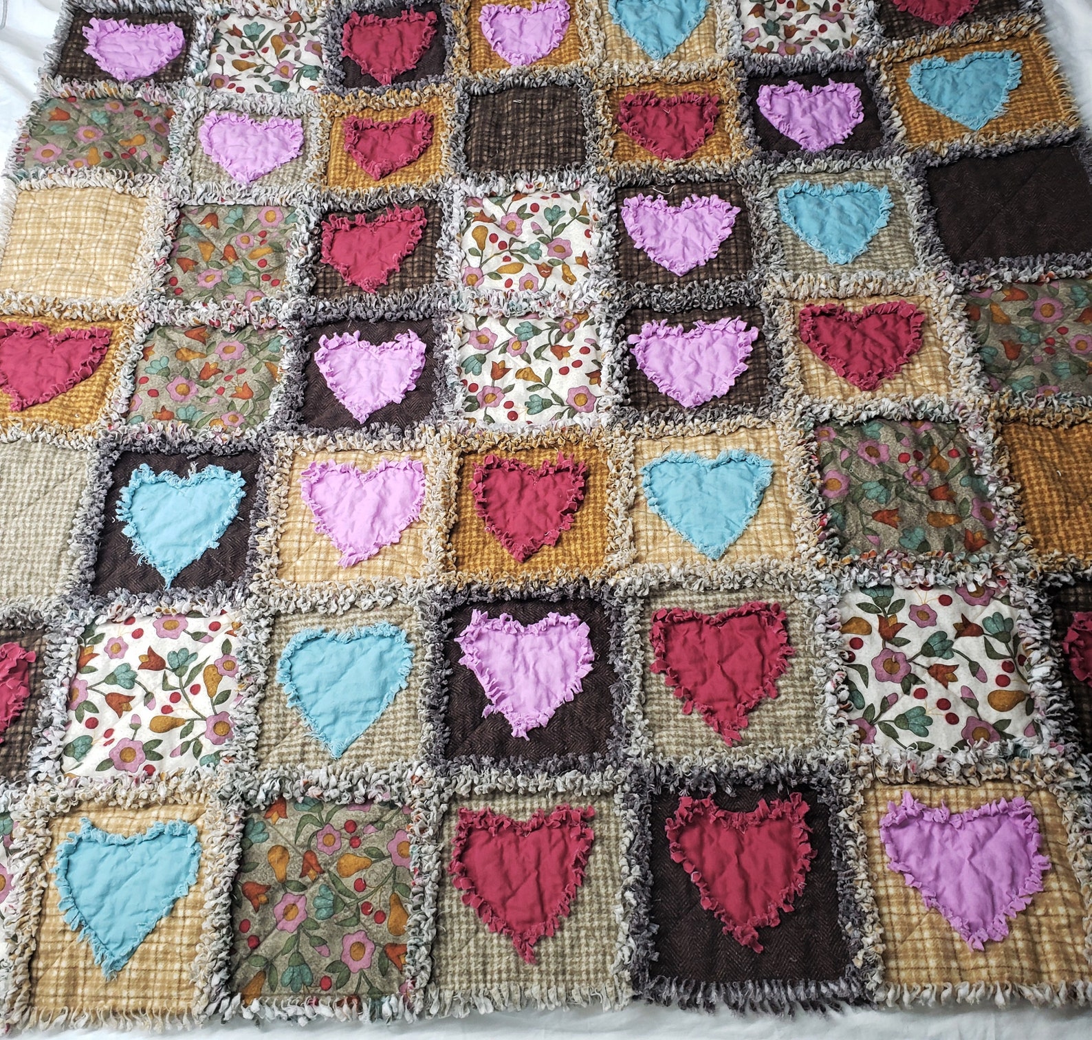 Flannel Rag Quilt Kit With Applique Rag Hearts my Etsy