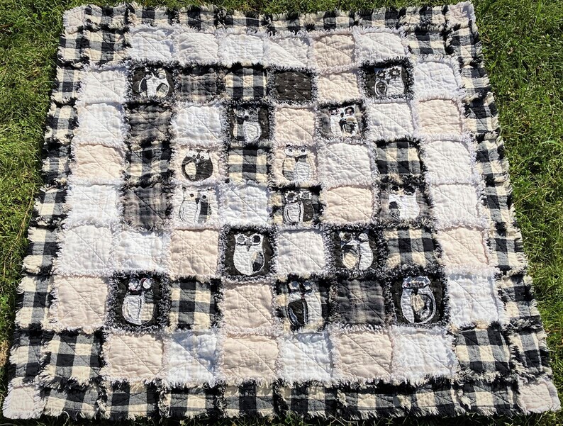 Flannel Rag Quilt Kit Black and White With Owls Precut and Etsy