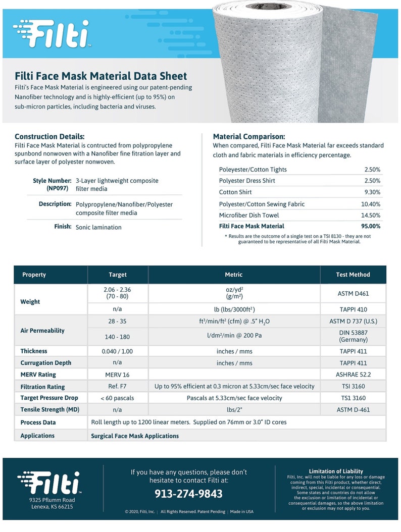 Filter Face Mask Filti Nanofiber MERV 13 Filter Fabric Etsy