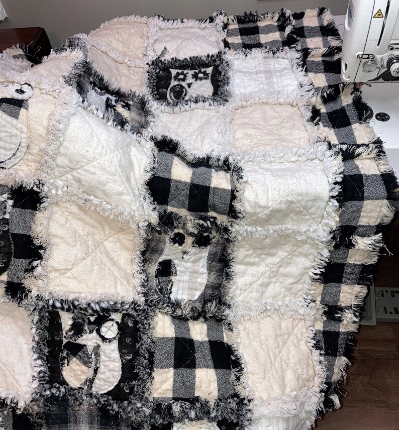 Flannel Rag Quilt Kit Black and White With Owls Precut and Etsy