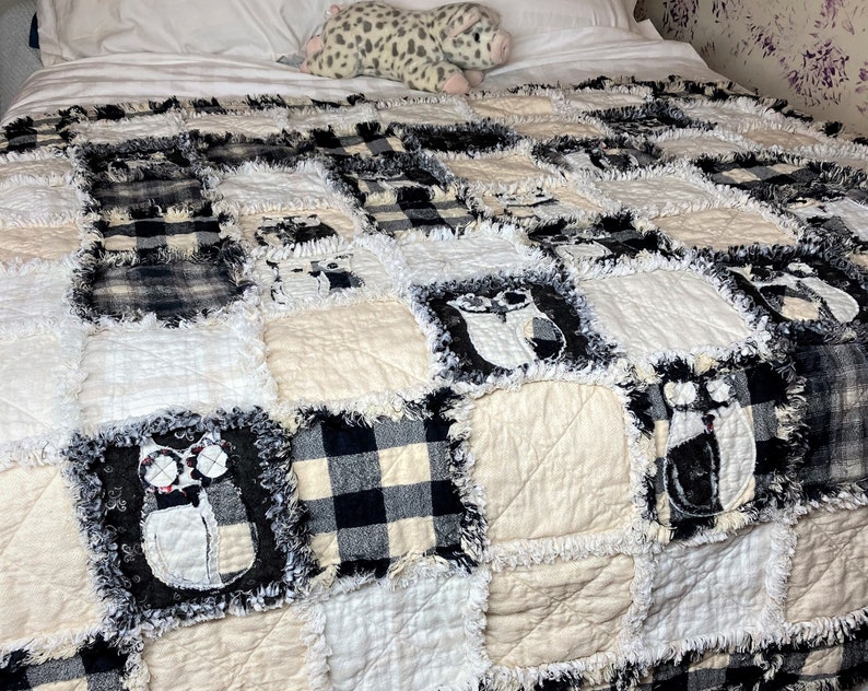 Flannel Rag Quilt Kit Black and White With Owls Precut and Etsy