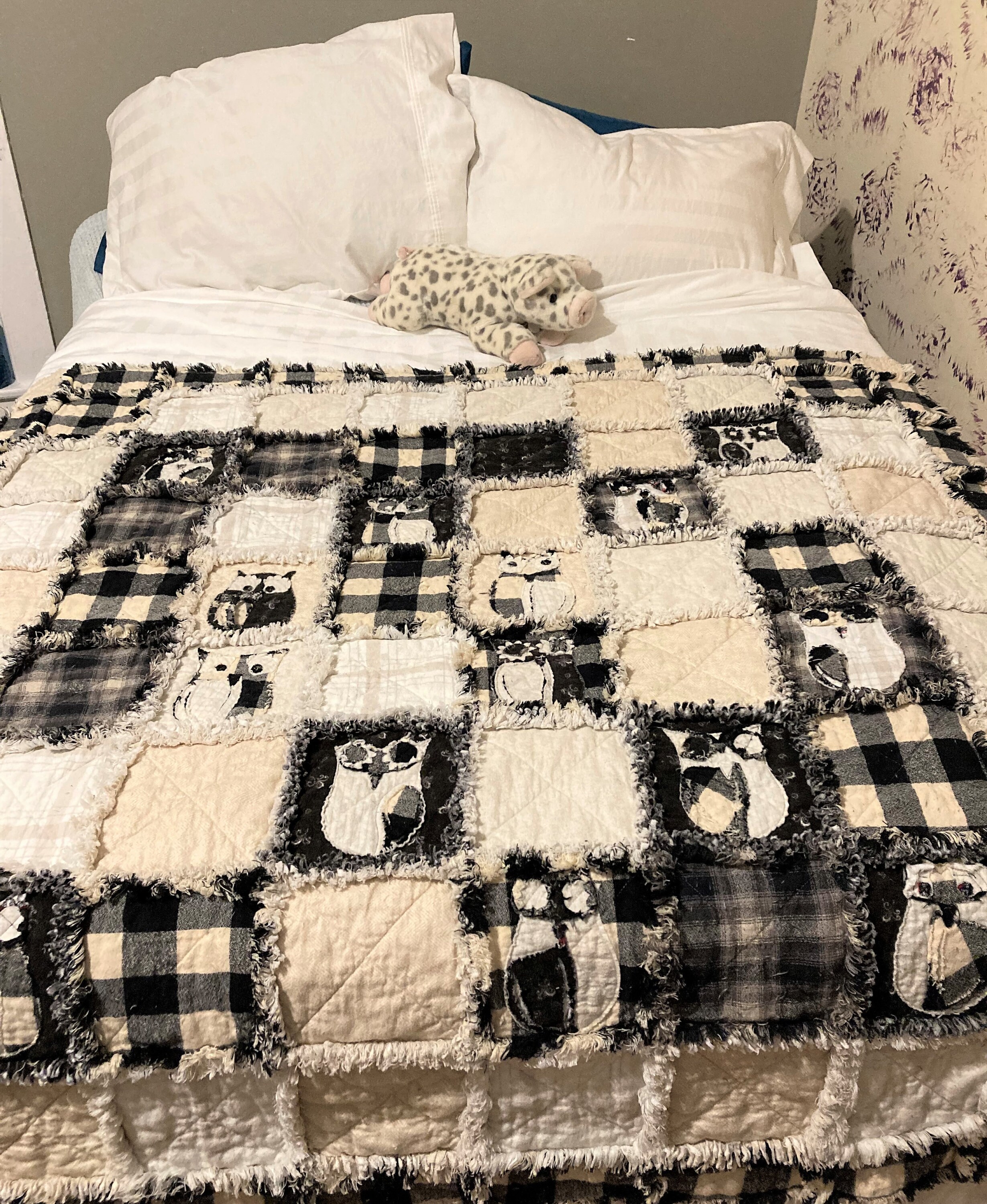 Flannel Rag Quilt Kit Black and White With Owls Precut and Etsy